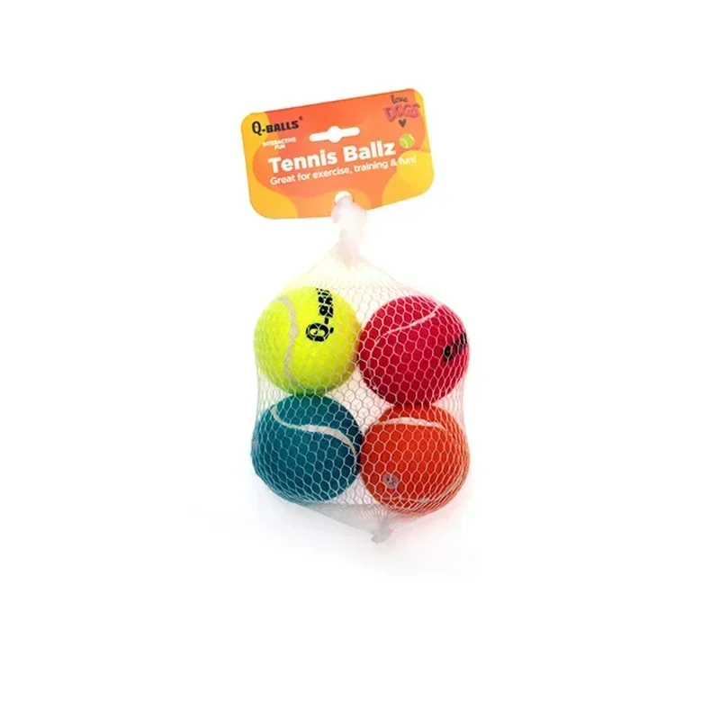 Hundespielzeug-Set Q-MONSTER Dickwandige Naturkautschuk-Quietschbälle für Hunde, Tennis, interaktive Hüpfbälle für das Training, 4er-Pack – Detail 7