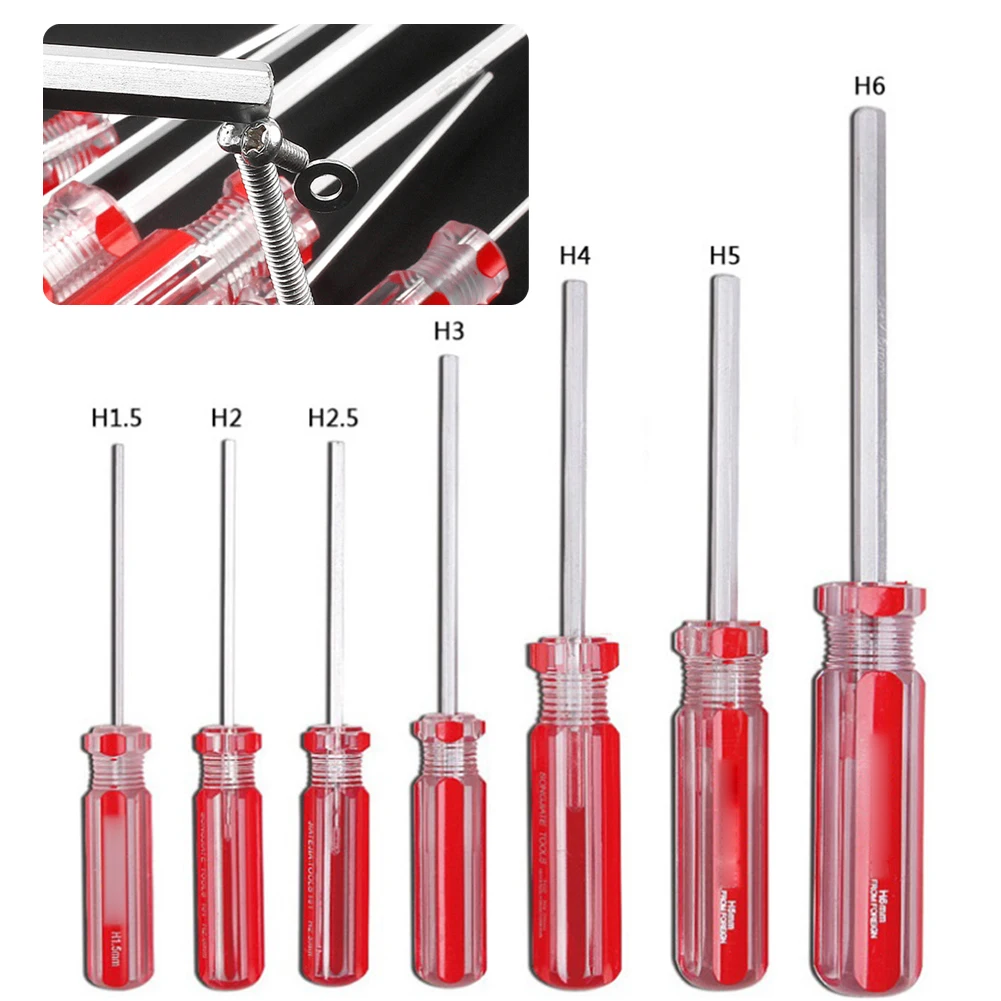 7pcs 1.5mm-6mm Hexagon Screwdriver Set Flat Head Hex Magnetic Repairing Electronics Toys Furniture Hand Tools Accessories