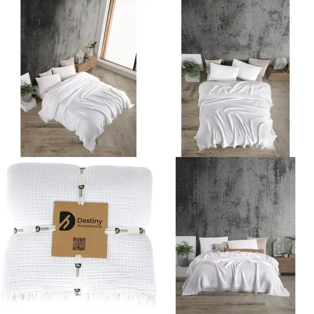 

Breathable Organic Cotton Dual-Colored 4-Layer Muslin Throws and Pillowcases, Ultra Soft, Lightweight, Pre-Washed for Comfort