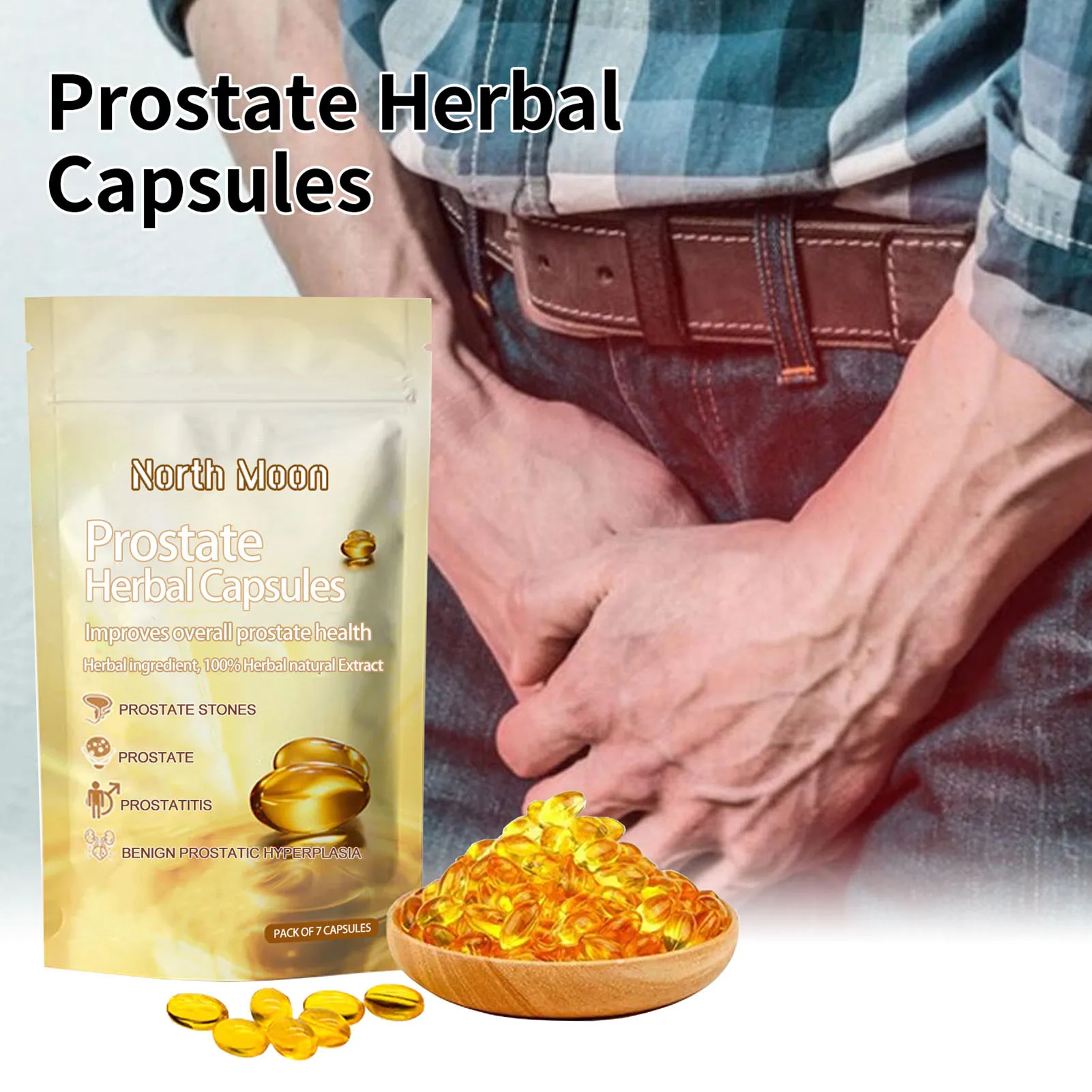 New Hot 7pcs Men Prostate Health Capsules Gentle Formula Quick Effect Prostate Capsules for Prostate Health and Reclaim Vitality