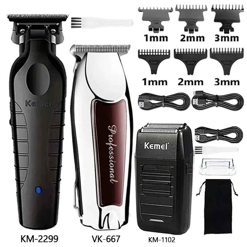 

Машинка для стрижки волос Kemei для мужчин, электробритва, триммер для волос, профессиональная машина для стрижки KM-1102 KM-2299 677, мужской триммер для волос