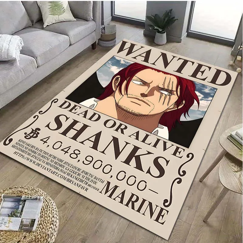 One Piece Red Hair Shanks Cartoon Rug Carpet for Living Room Child Bedroom Mat Sofa Doormat Floor Rug Home Decor Anti Slip Mat