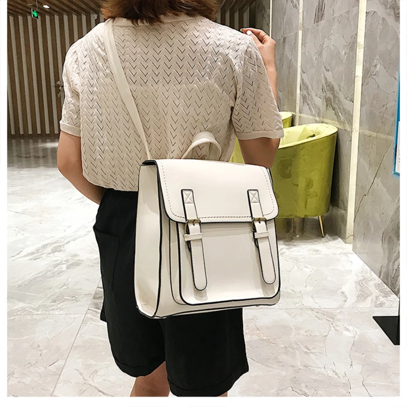 Solid Soft Interior Compartment Backpacks Casual Flap Pocket Hot Sale Bags for Women Fahsion Interior Zipper Pocket  Backpacks