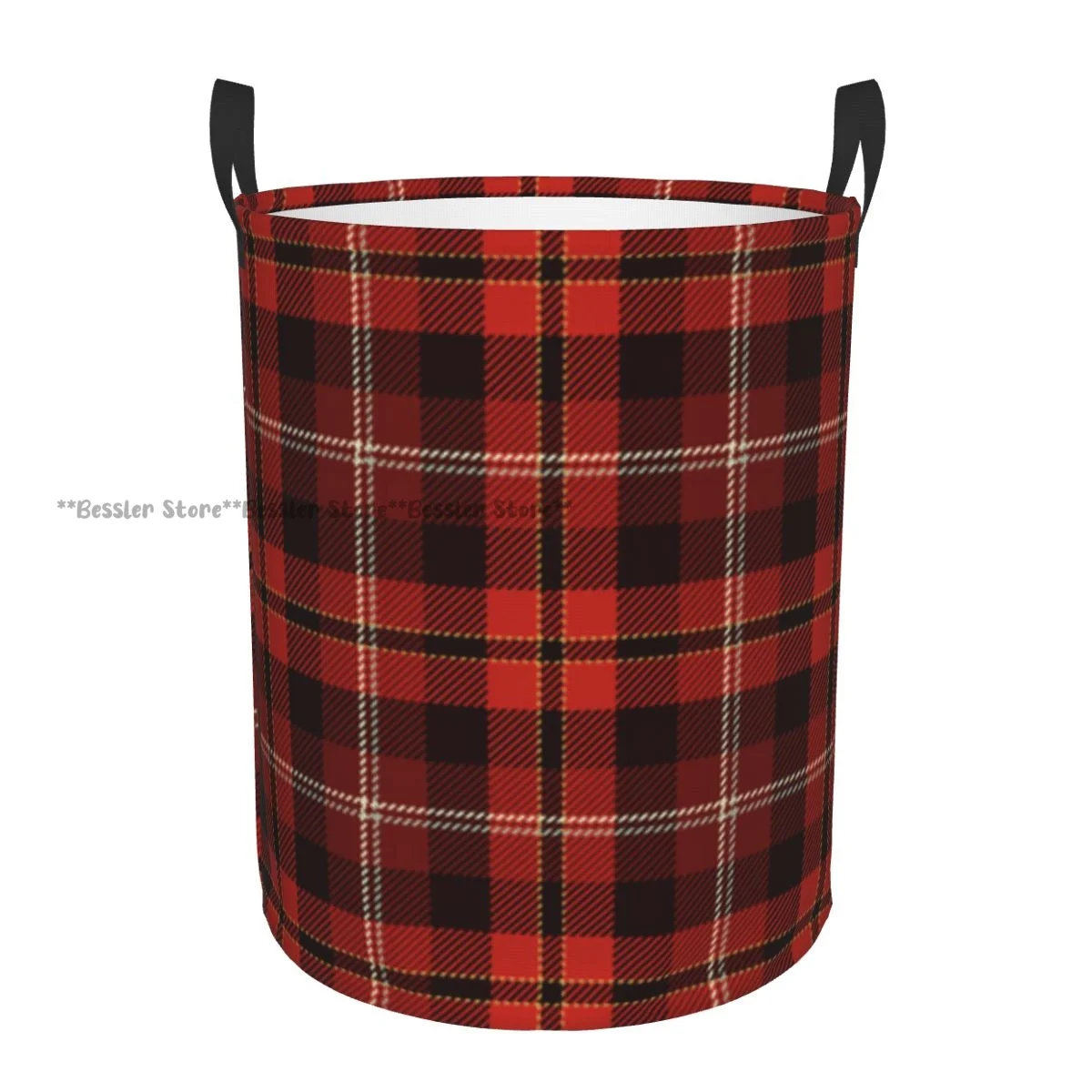 

Dirty Laundry Basket Plaid Folding Clothing Storage Bucket