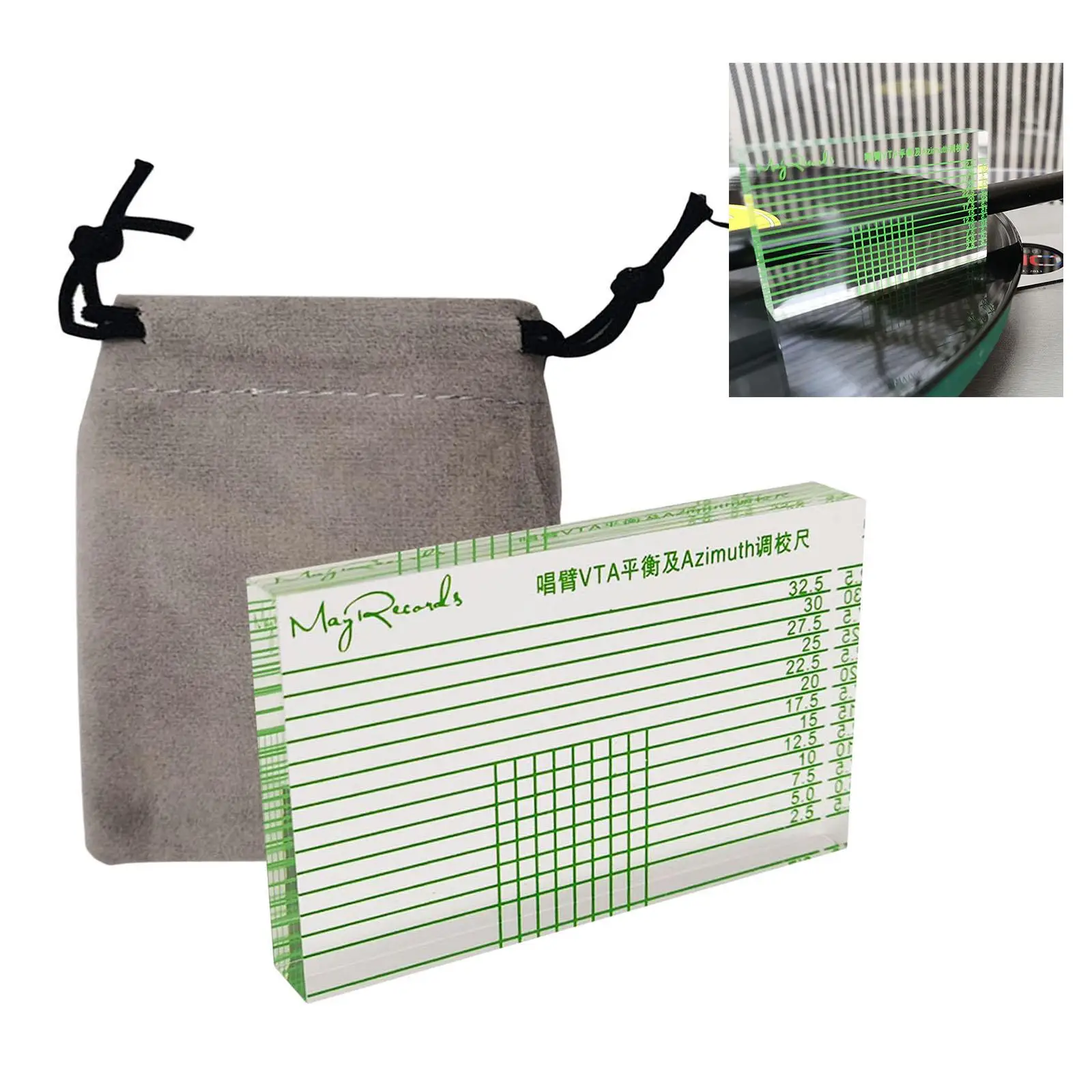 LP Tonearm VTA Cartridge Azimuth Alignment Ruler Headshell Block