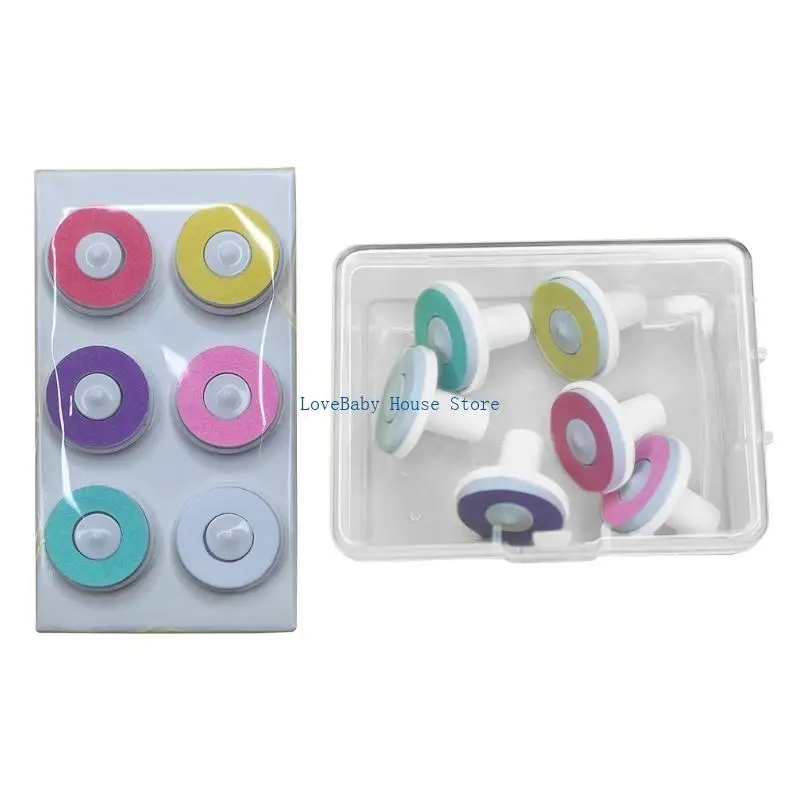 

BX0D 6-Color Electric Filing Heads for Gentle Nails Polishing Newborns Nails File Spare Pads Infant Nails Grooming Tool Set