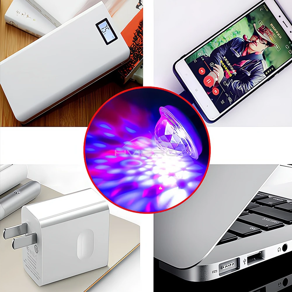 1 Uds. Luz ambiental Led USB para coche DJ RGB Mini sonido de música colorido interfaz de USB-C IOS fiesta de vacaciones Karaoke lámpara de