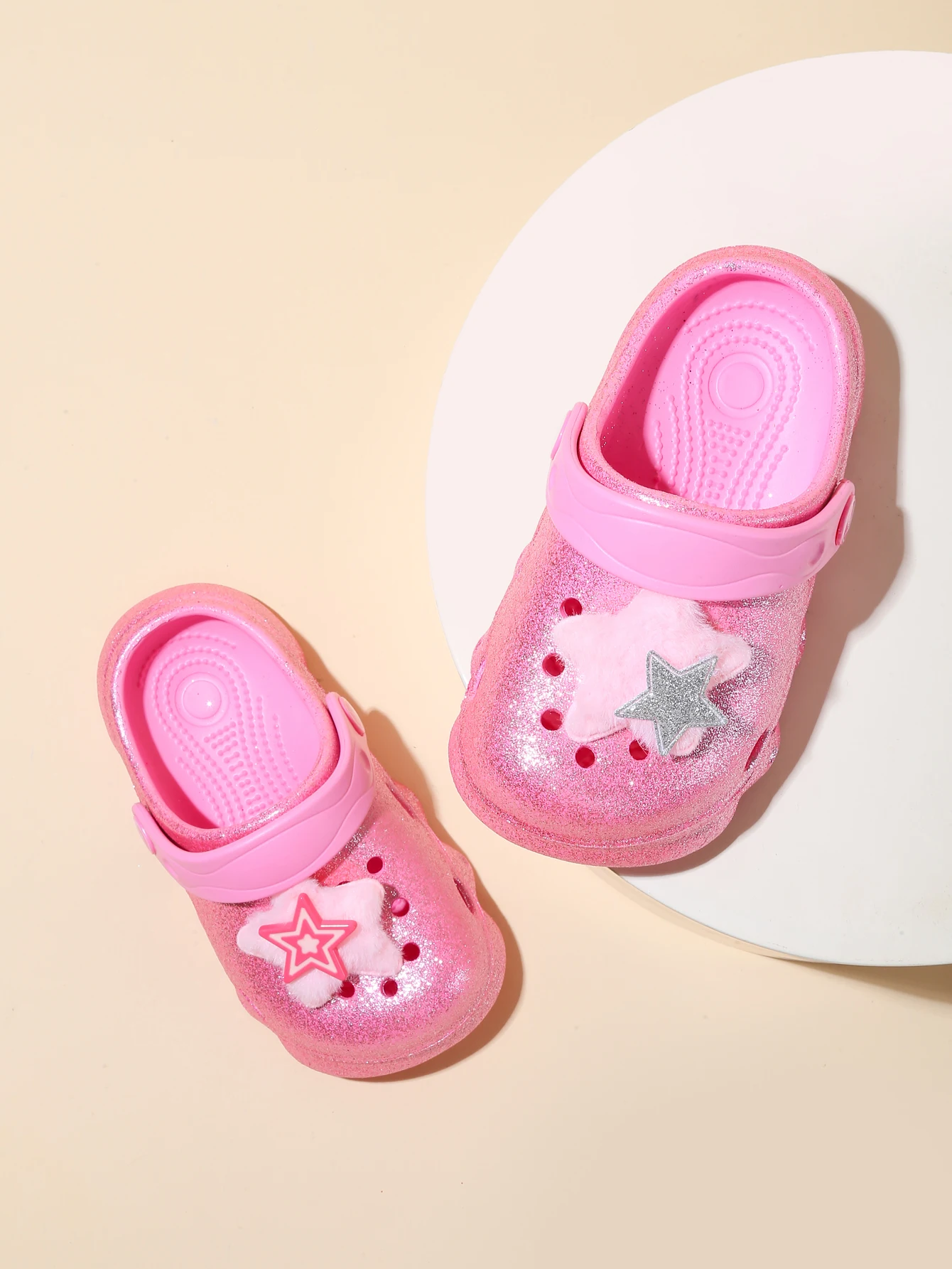 Kinder-Glitzer-Clogs, Leichte EVA-Gartenschuhe, Wasserdichte Rutschfeste Sandalen, Bequeme Slip-On Schuhe für Drinnen und Draußen 1214 – Detail 5
