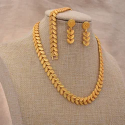 24K African Nigerian Bridal Jewelry Set For Women Bridal African Gold Color Jewelry Set Necklace Earrings Bracelet Bride Gift