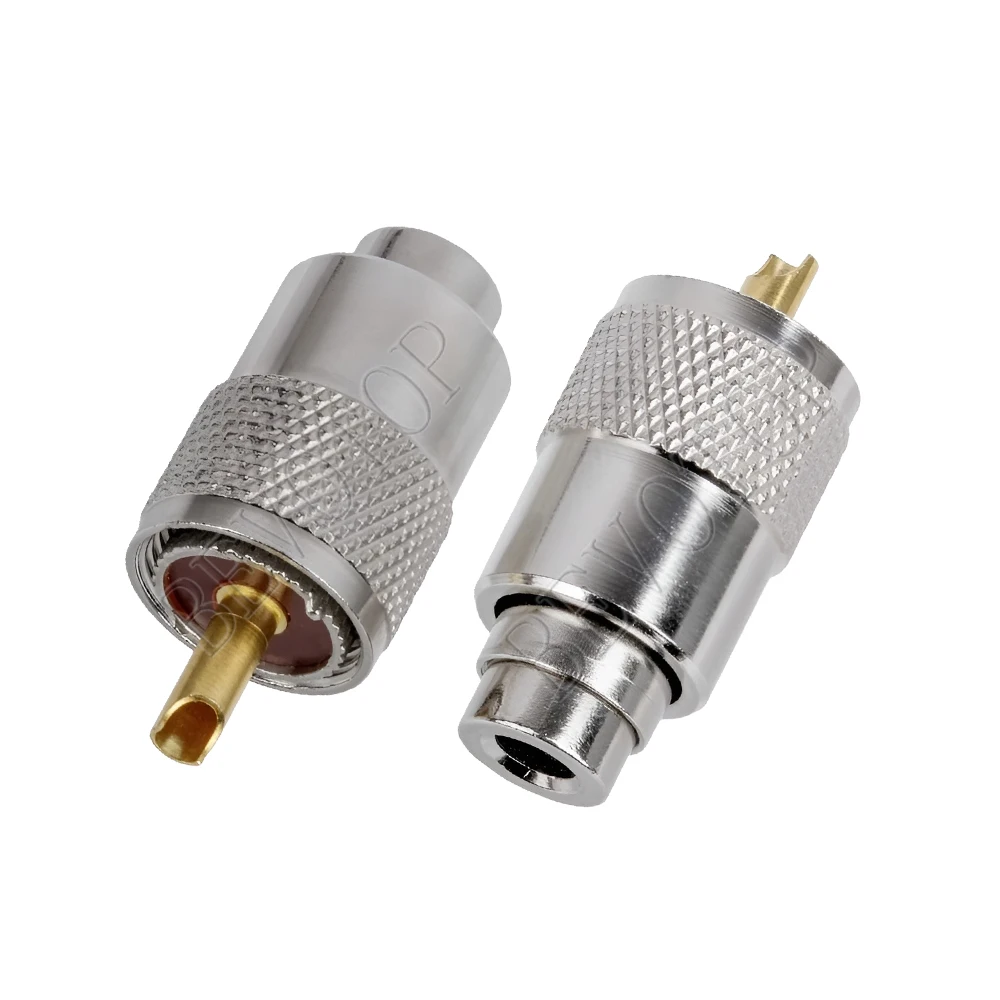 2PCS/lot UHF Male PL259 Connector Solder for RG58 RG142 LMR195 RG400 Coaxial Cable RF Adapter Male Plug - Fast Delivery