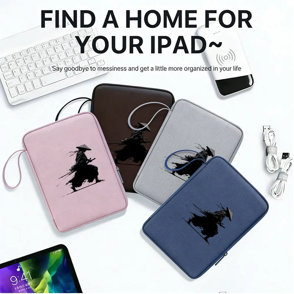 1pc Ancient Swordsman Print Tablet Sleeve, Wrist Strap Anti-Scratch Shockproof Bag, Fits 10.9/12.9 Inch iPad for Study & Commute