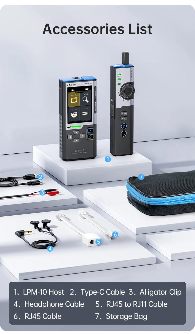 FNIRSI LPM-10A Smart Cable Locator RJ45 RJ11 Line Tracker Längentest Flash Port Anti-Interferenz-Tool für Reparatur und Wartung – Detail 23