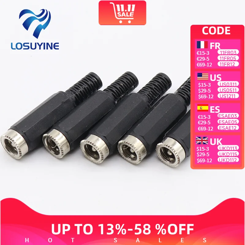 IMC حار 5 قطعة 2.1 مللي متر x 5.5 مللي متر أنثى تيار مستمر مقبس الطاقة وصلة مرفاع محول #1