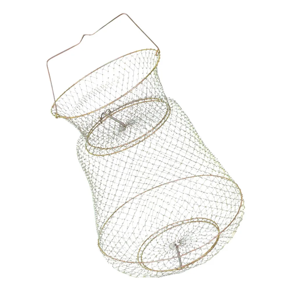 

Wire Fish Basket for Live Caught Baskets Fishing Without Crab Pot Silver Collapsible Bucket