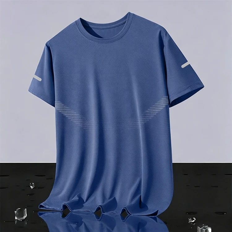Neue Ice Silk Laufshirts für Herren, lockeres Kurzarm-Oberteil, Basketball-Gym-Sportbekleidung für Männer, Fitness-Workout, atmungsaktives Mesh-T-Shirt – Detail 16