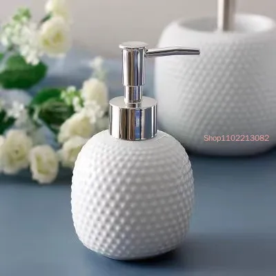 White Ceramic Bathroom Set Wash Toiletries Accessories 5-piece Lotion Bottle Mouth Cup Soap Dish Toilet Brush