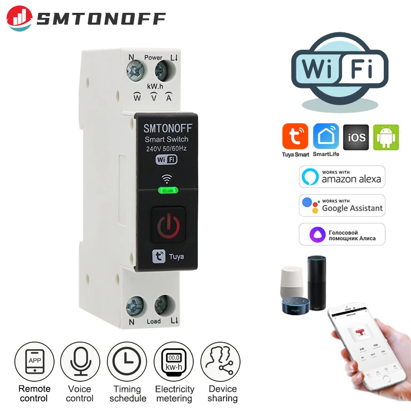 Tuya Smart Switch with Power energy Monitoring Timer Switch App Monitoring Current  Voltage Consumption