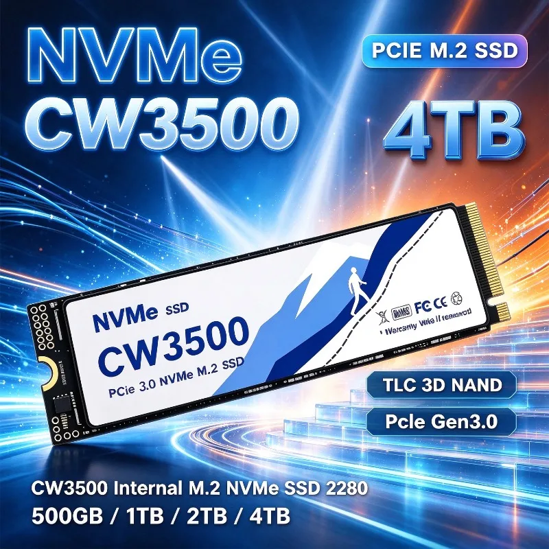 SSD M.2 NVMe CW3500 PCIe Gen3.0 TLC 3D NAND 1TB 4TB 2280 Unidade de Estado Sólido Interna para Desktop e Laptop
