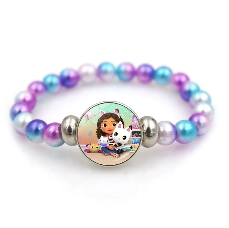 Anime Bracelet Gabby Dollhouse Cartoon Colorful Beaded Bracelet Sweet Jewelry Resin Retractable Decorations Birthday Kid Gift