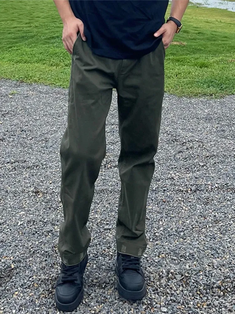 American Retro Military Green Slim Fit Straight Leg Casual Pants Men's Spring Autumn New Style Workwear Trousers