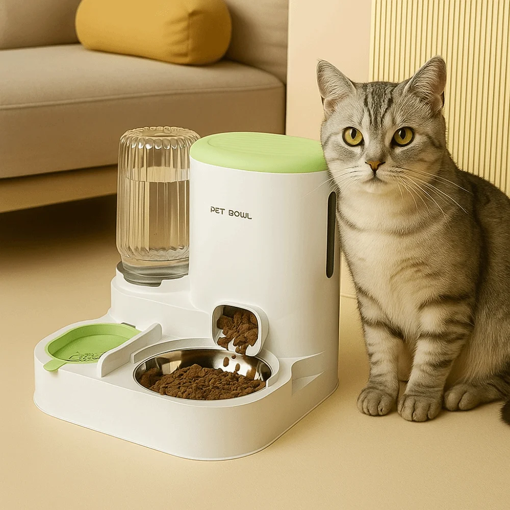 

Separate Design Pet Integrated Feeder Anti Spill Large Capacity Automatic Cat Water Feeder with Stainless Steel Bowl Detachable