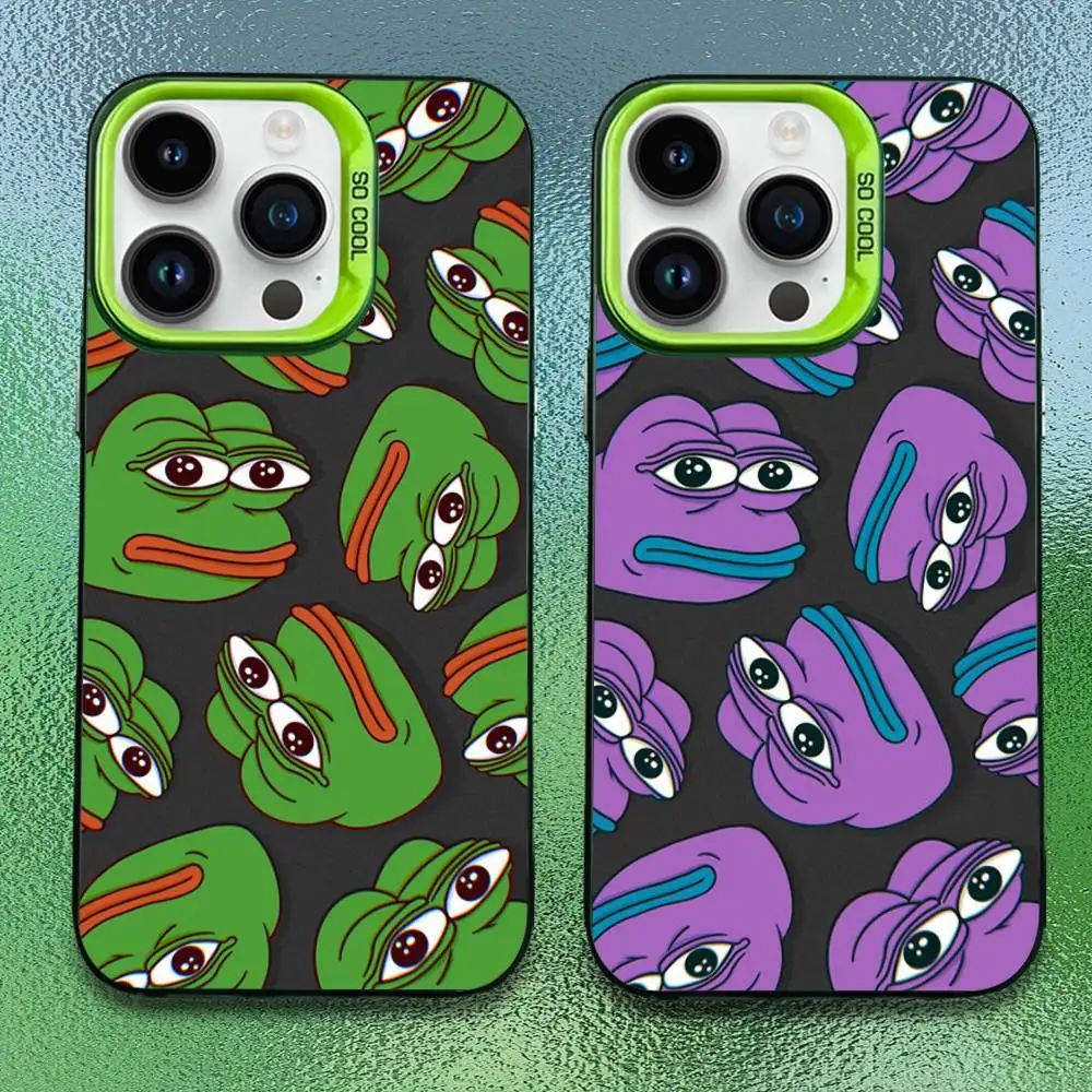 

Sad P-Pepe Frog Phone Case For iPhone 16,15,14,13,12,11,Pro,Max,Plus,Mini,SE Anti Fall Green Matte Hard Bumper