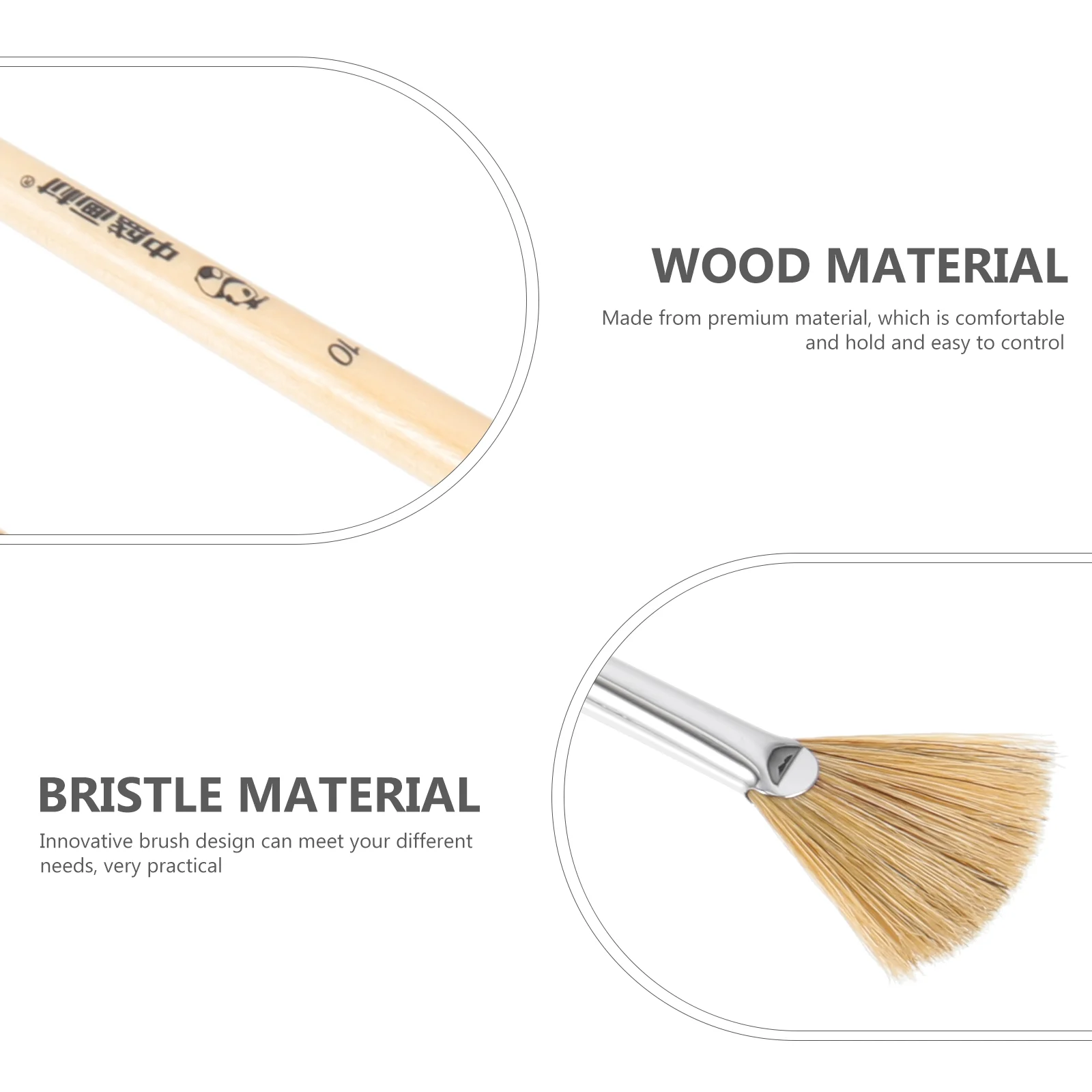 6 Pcs Oil Paintbrush Practicing Supply Daily Watercolor Fan Multi-function Solid Wood Student Child Accessory