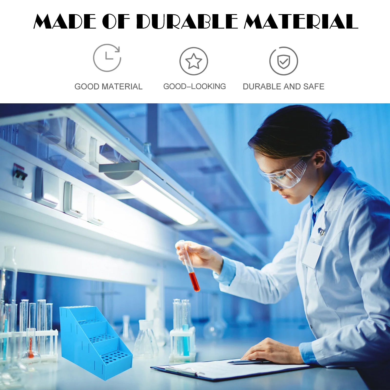 

Test Tube Rack 72-Hole Trapezoid Shaped Detachable Laboratory Tube Stand Organizer for 5ml 10ml Tubes Plastic Holder