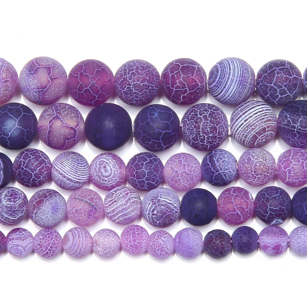 Natural Stone Frost Crab White Agate Round Loose Beads 4 6 8 10 12MM Pick Size For Jewelry Making