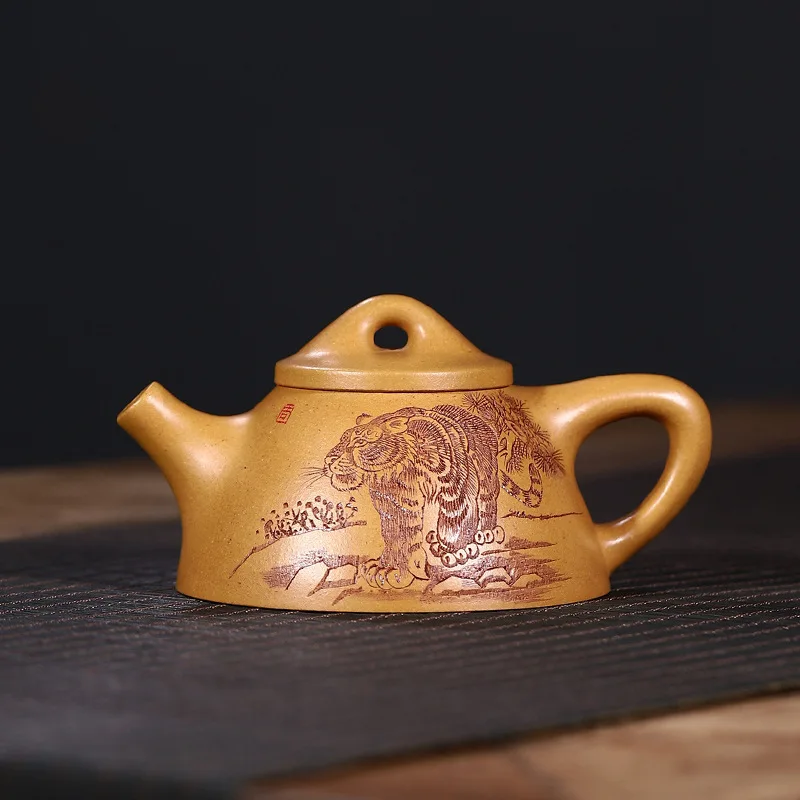 Drop-Shipping Handmade Yixing Pure Purple Clay Teapot With Engraved Design Premium Tea Set