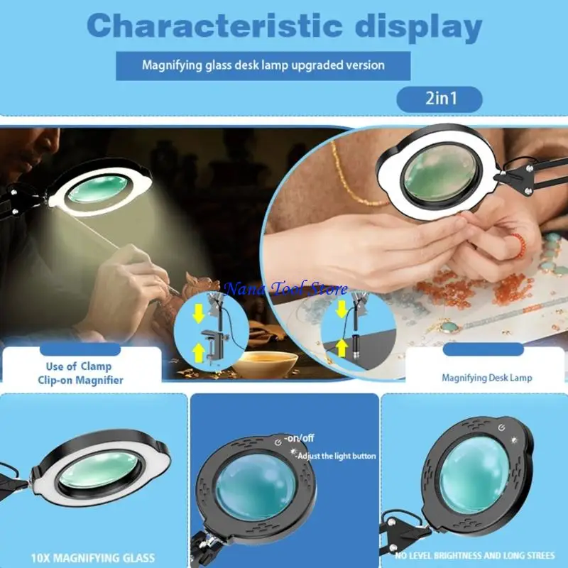 31GJ Practical Aluminum Clamps Base Magnifiers 10 Times 20 Times Zooms For Hobbies