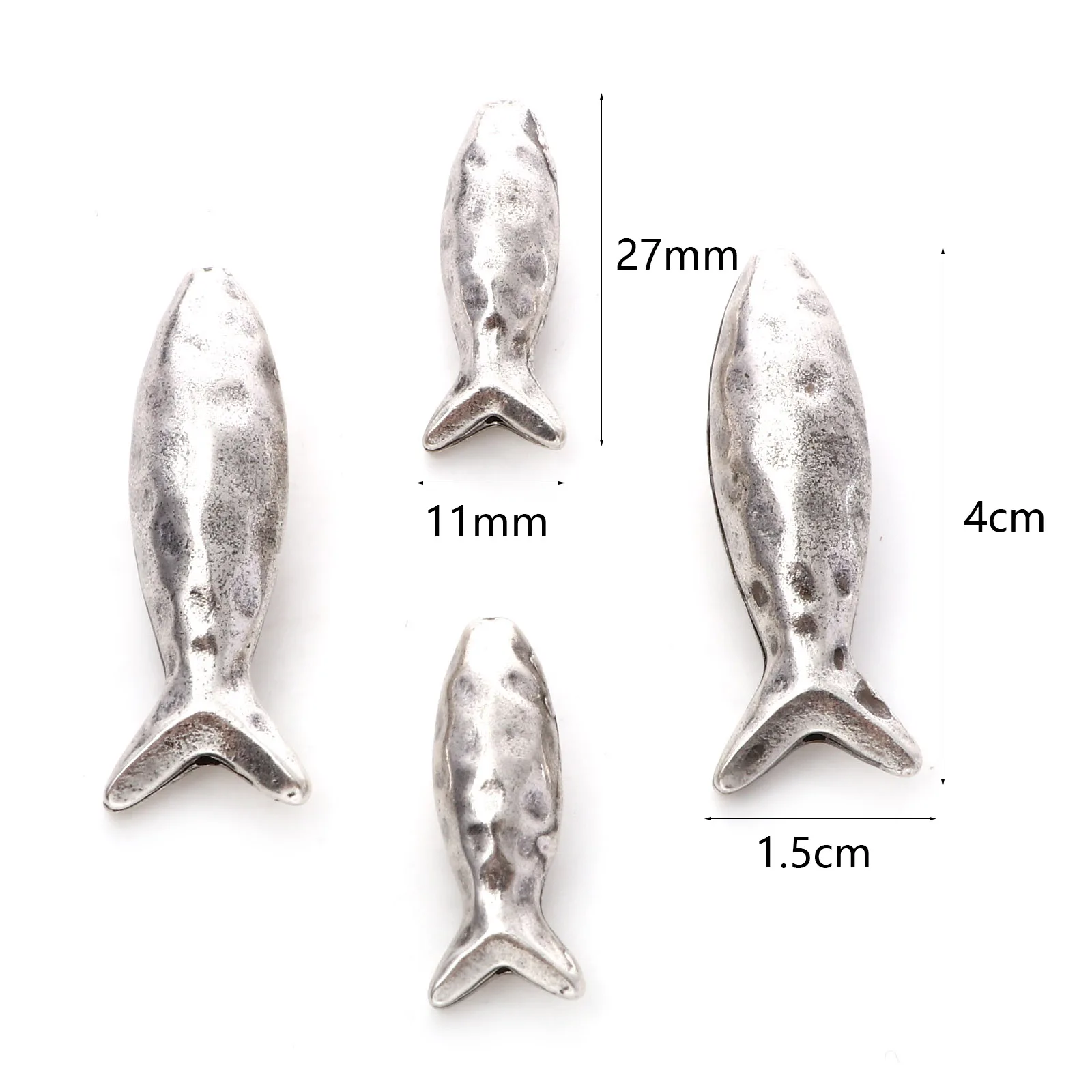 2PCs Ocean Jewelry Spacer Beads Antique Silver Color Fish Animal Metal Beads DIY Making Necklace Earrings Vintage Jewelry Gifts