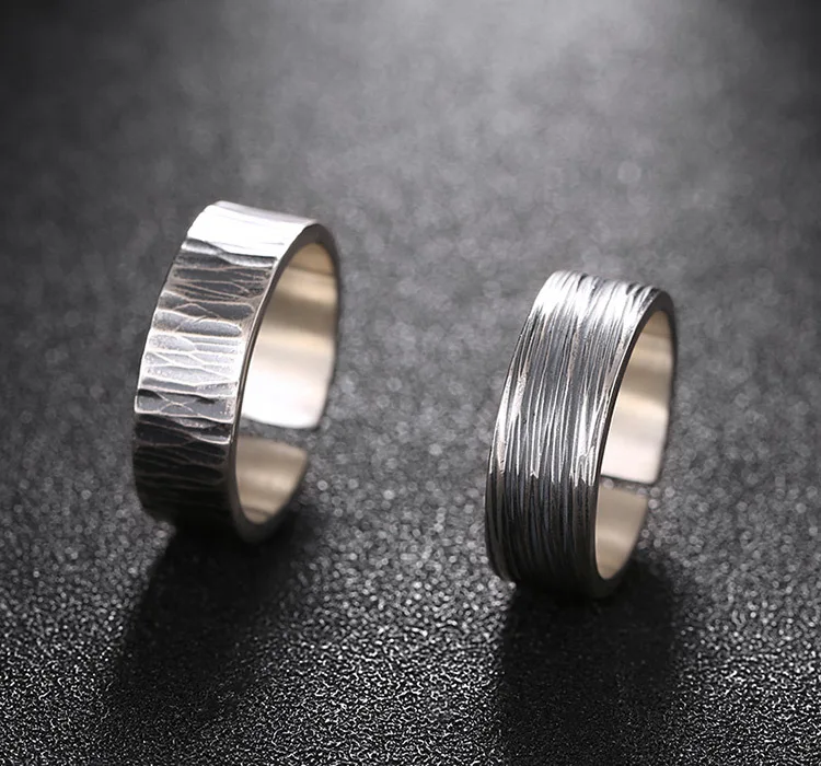 Wholesale S925 pure silver retro vintage vintage Thai silver Korean version with simple and personalized opening for men and wom