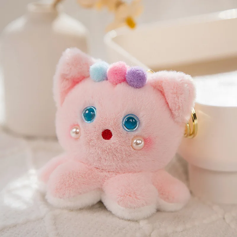 Fluffy Cute Flipped Octopus Animal Pearl Rabbit Plush Toy Octopus Double Side Reversed Plushie Peluche Doll Baby Cuddly Dolls
