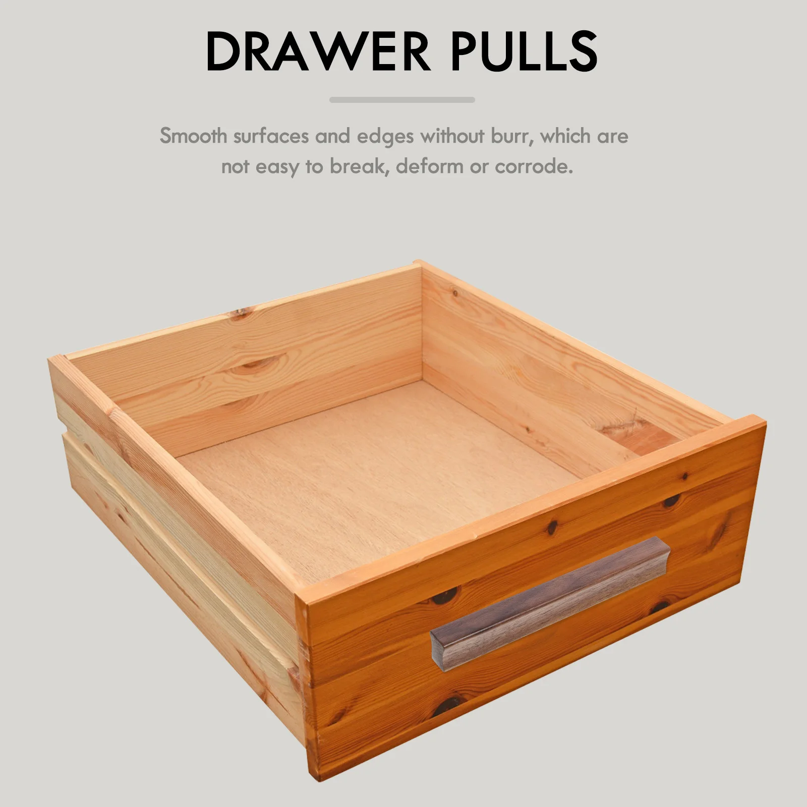 

2pcs Wood Drawer Handles Simple Cabinet Pulls For Kitchen Bathroom Furniture Lightweight Durable Burr-Free Design Compatible