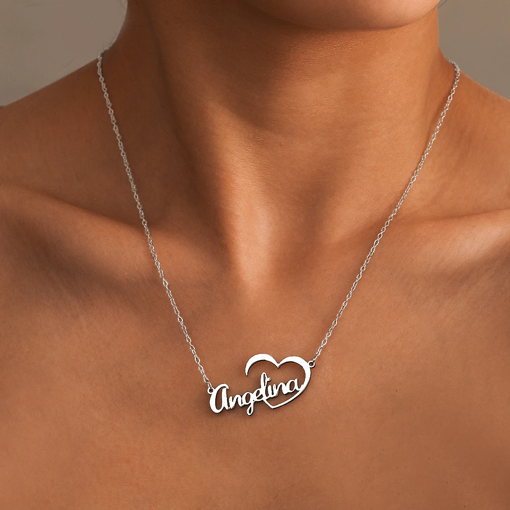 

Customized Name Necklace Stainless Steel Heart Pendant Women Fashion Jewelry Valentine's Day Anniversary Birthday