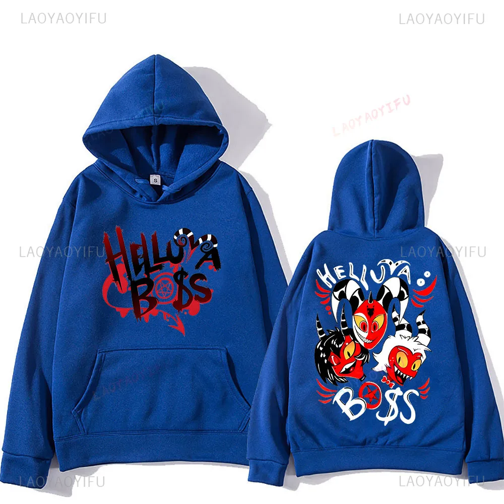 2025 ربيع Kawaii أنيمي هوديي Helluva Boss الجرافيك الشارع الشهير لينة الصوف للجنسين البلوز الرجال النساء الكرتون البلوز
