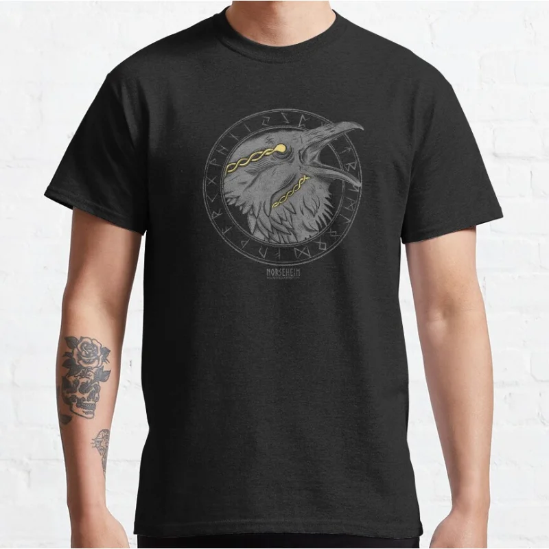 

Norse Mythology Raven - Huginn & Muninn Nordic Runes Viking Gift T-Shirt Son Of Odin print tee Walhalla Graphic clothes