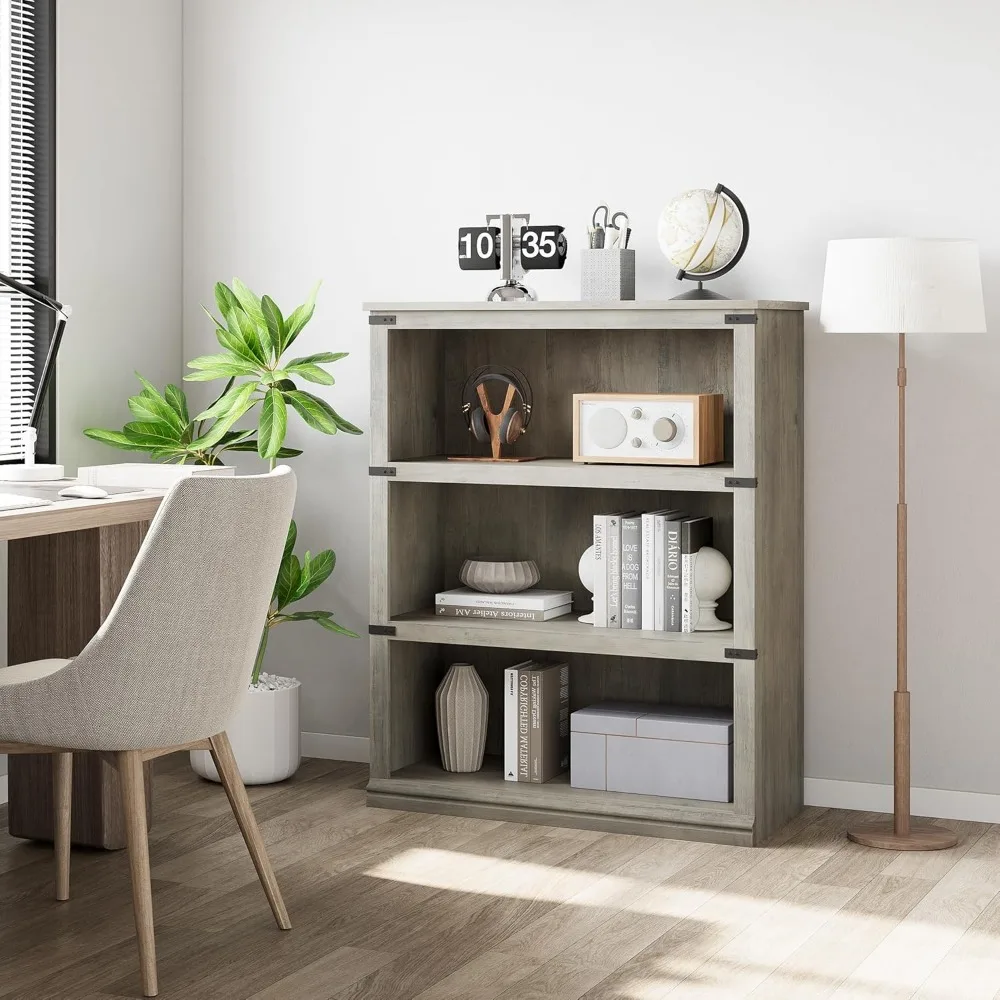 

Эксклюзивный 3-х уровневый книжный шкаф в фермерском доме, книжная полка высотой 39,9 дюйма с местом для хранения, деревянные книжные полки, 3 полки для витрины для дома