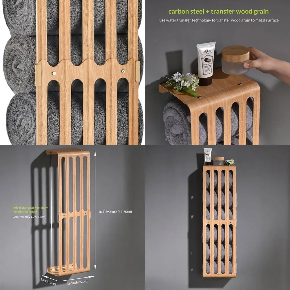 

Регулируемая настенная вешалка для полотенец из углеродистой стали для хранения в ванной комнате