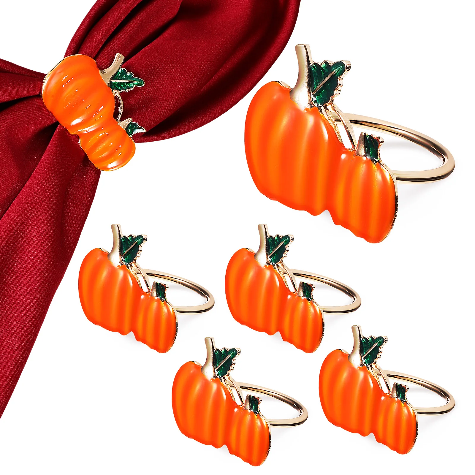 

6 Pcs Pumpkin Napkin Rings Metal Buckle Party Supplies Halloween Dinner Table Serviette Holders Reusable Decor