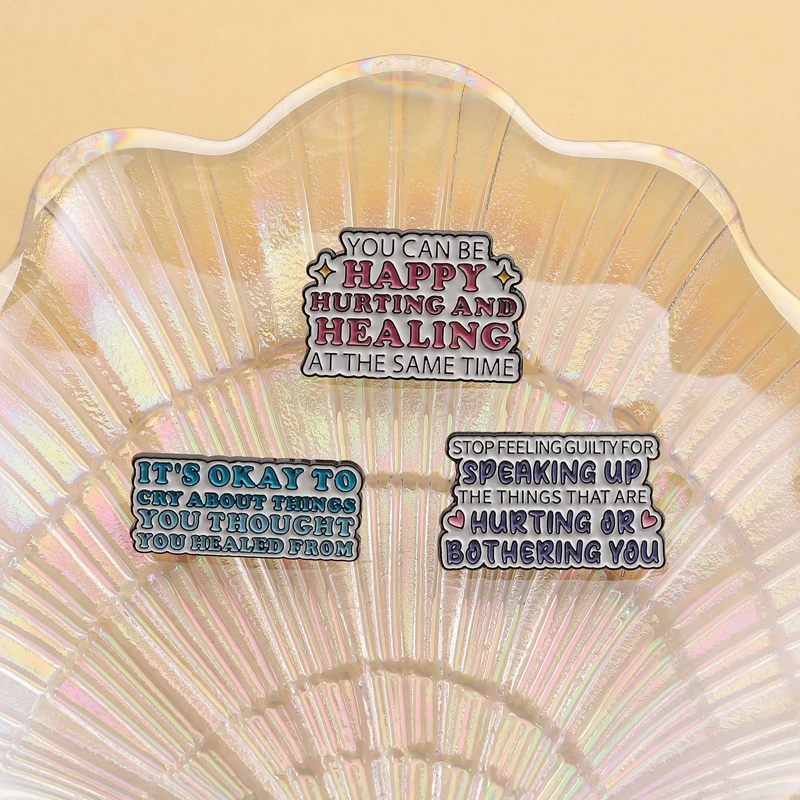 Self-Care Note Enamel Pins Kind Encouragement Quote Emotional Healing Positive Brooches Lapel Badge Jewelry Gifts for Friends