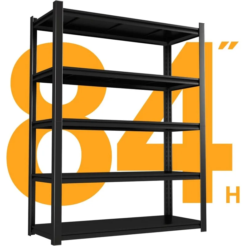 3000LBS Garage Shelves, 48W Metal Shelves for Storage, 5-Tier Shelving Unit with Adjustable Shelves, 24