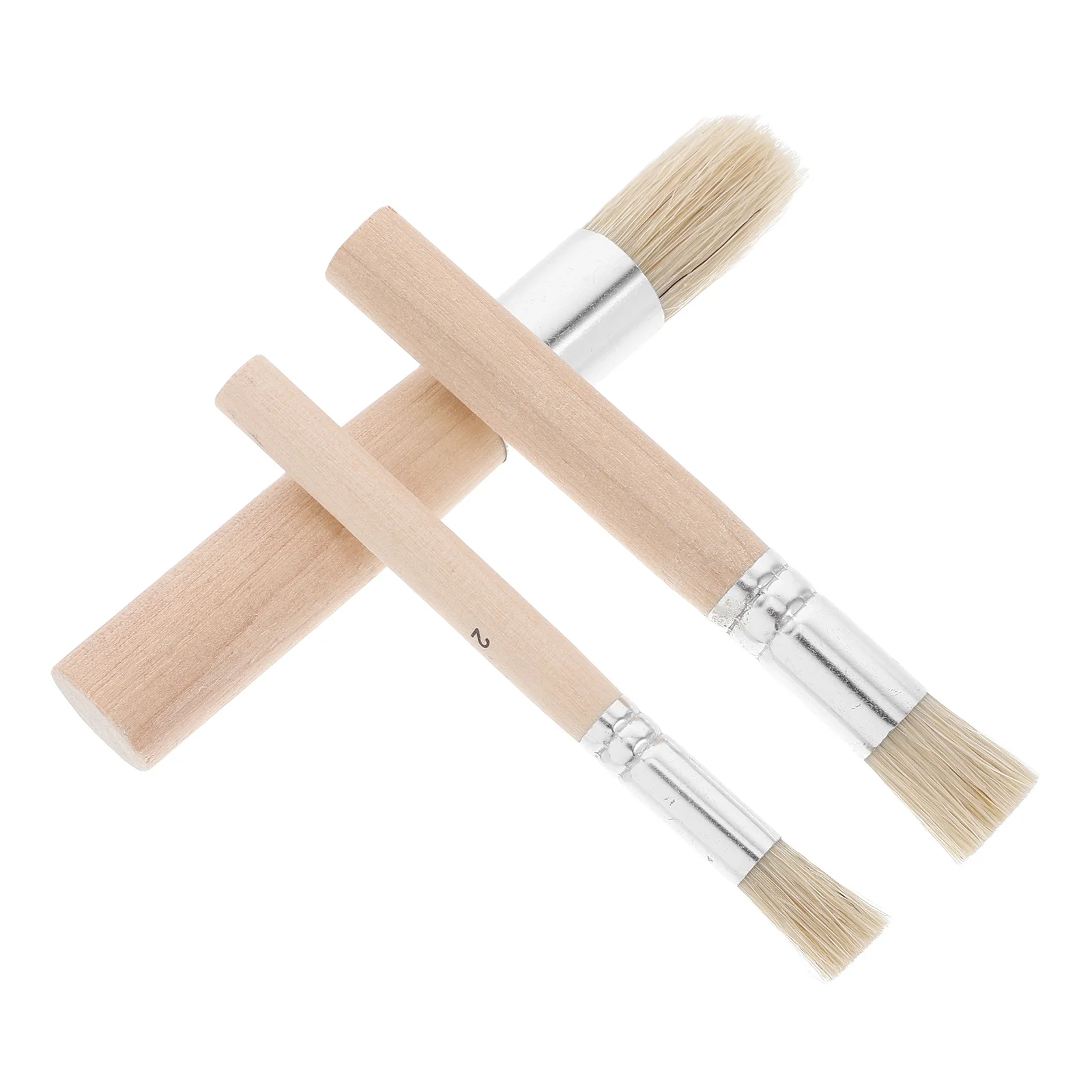 

3pcs Round Paint Brush Set Stencil Art Supplies Furniture Wax Chalk Versatile Wooden Handle Brushes for Acrylic Painting