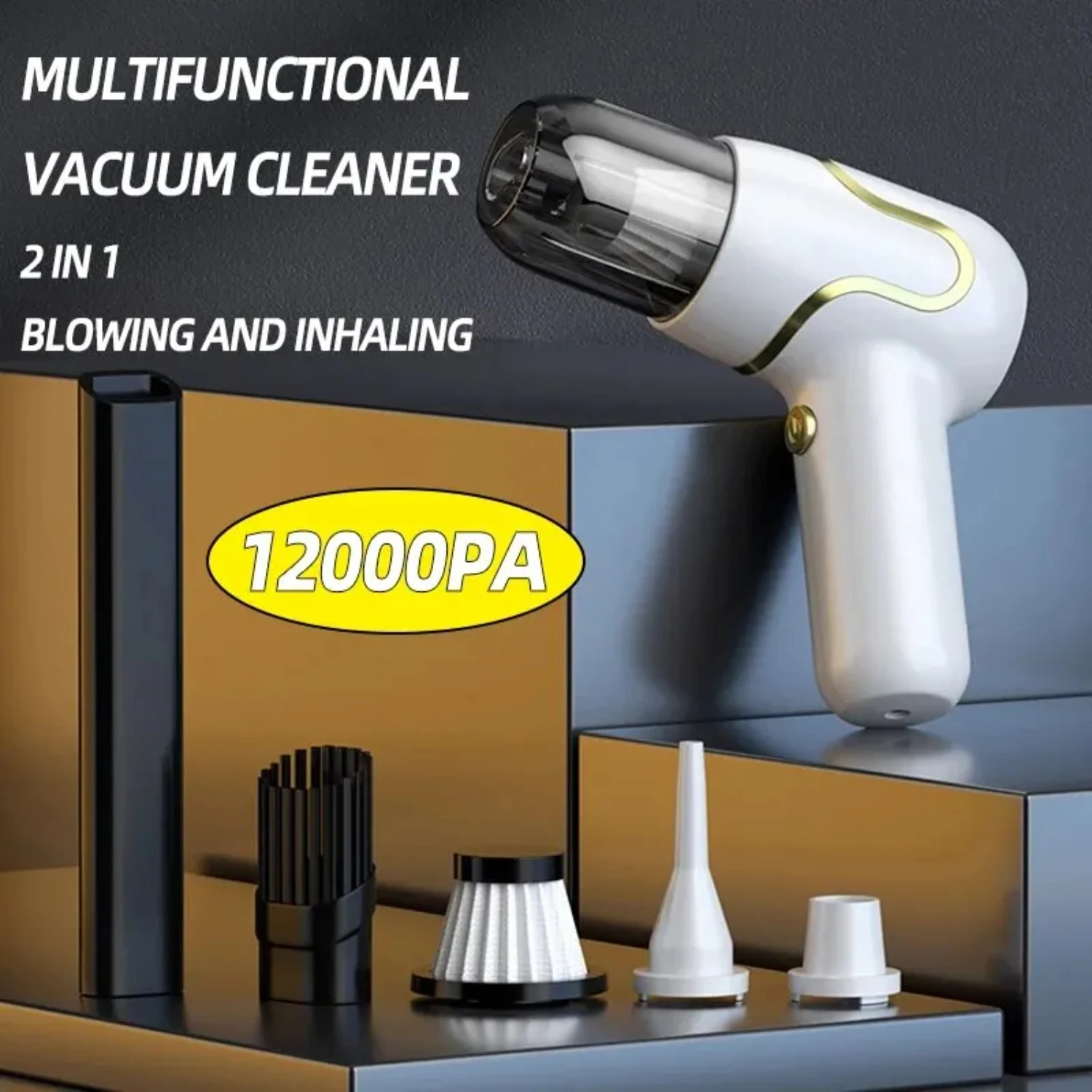 Efficient, Portable and High-Capacity Wireless Vacuum Cleaner Set with Powerful 12000PA Suction - Perfect for Cleaning Home and
