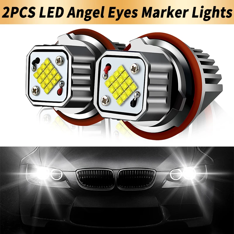 

2PCS 80W LED Angel Eyes Non Xenon Headlight Bulbs Canbus For BMW E83 X3 E53 X5 1-series E87 5-series E39 E60 M5 E61 Touring E63