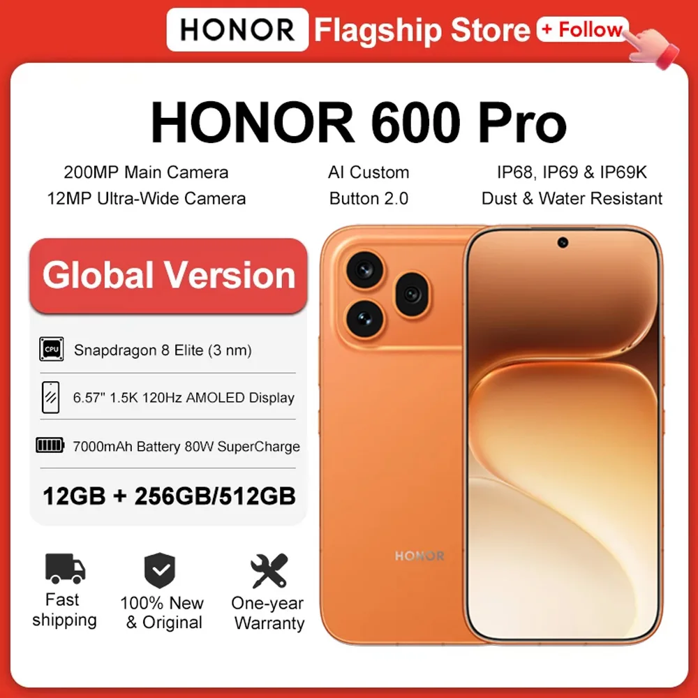 HONOR 600 Pro Global Version 5G Smartphone Snapdragon 8 Elite 6.57