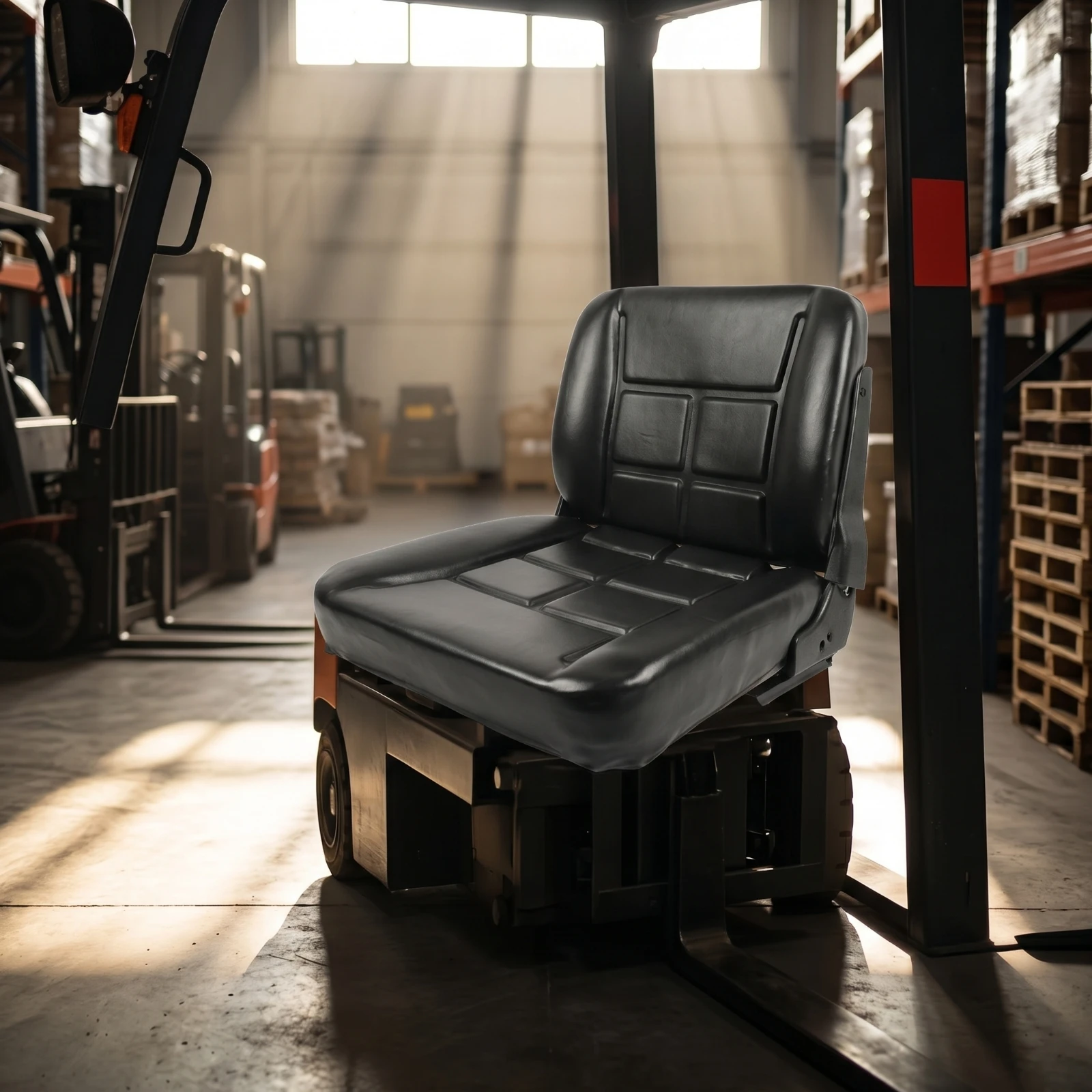 Forklift Seat Cushion Ergonomic Cushion with Leather Cover Long-Lasting Supportive for Equipment Repair Technicians, Forklifts