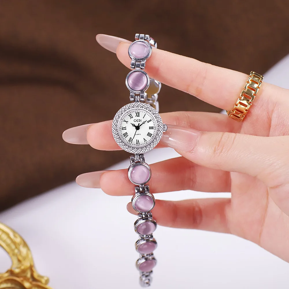 

Винтажные роскошные женские часы, уникальные кварцевые водонепроницаемые часы с цепочкой «кошачий глаз», женские часы, коробка для доставки