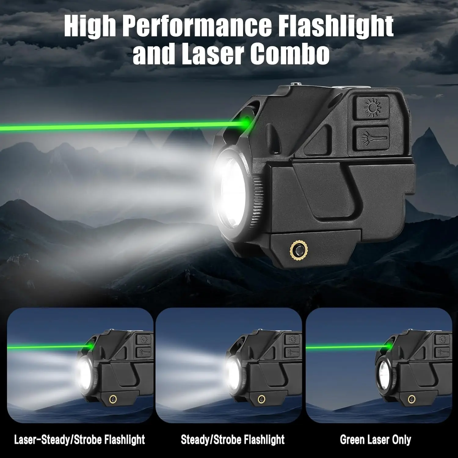 Viseur laser lampe de poche, pistolet à charge magnétique, viseur laser à point vert, combinaison laser compacte avec batterie au lithium intégrée